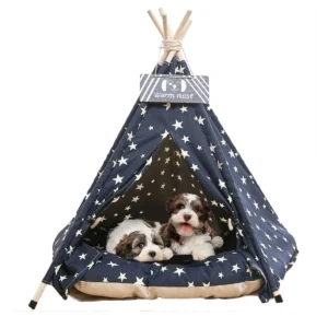 Cama tipi para perros y gatos Nukday con estrellas